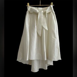 PAPERMOON White Sateen High Waist Fluffed Midi Skirt w Zipper and Bow NWOT SZ XS